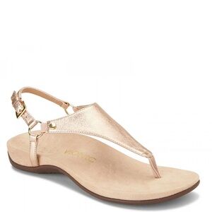 Vionic Rose Gold Leather T-Strap Sandal